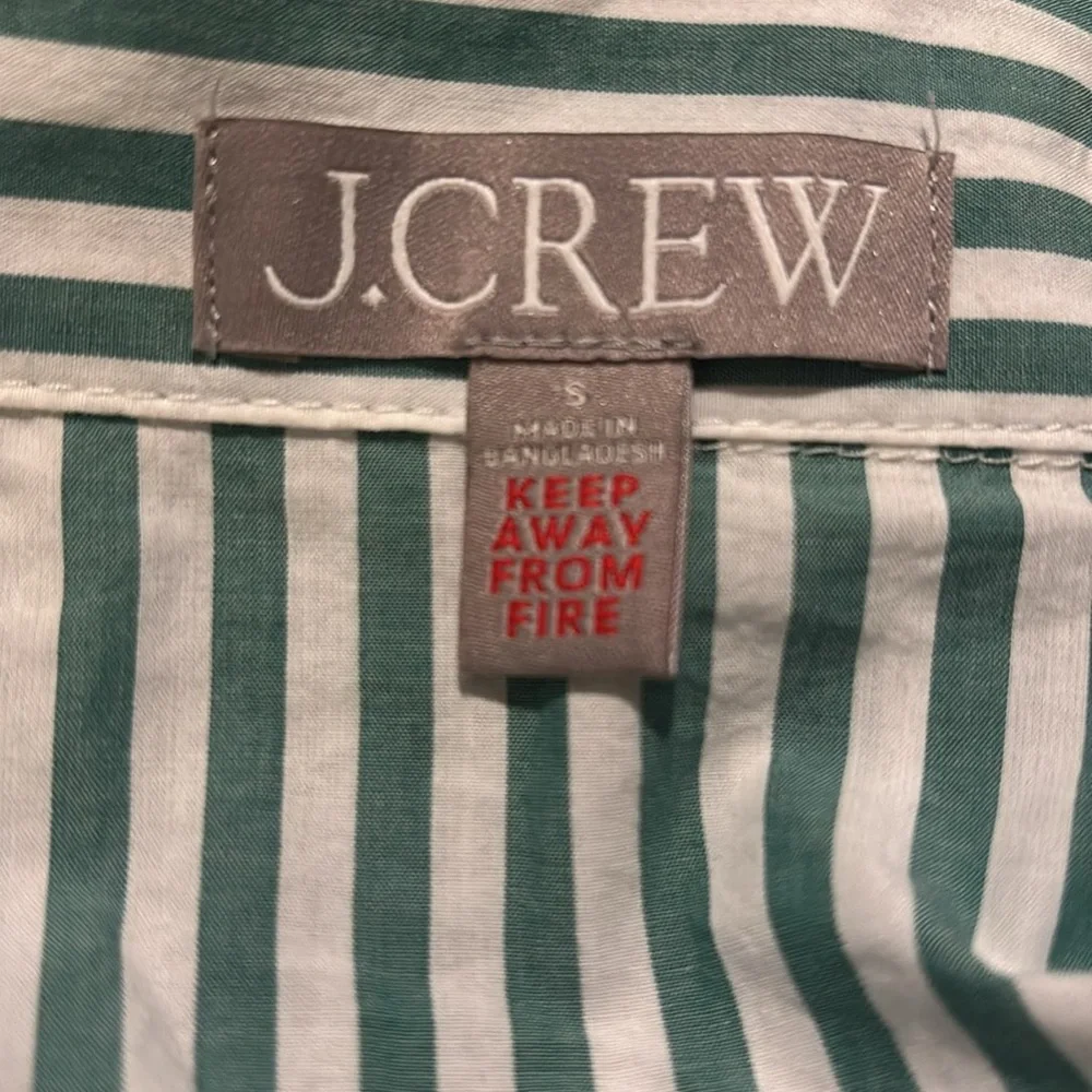 J.Crew Green and‎ White Striped Pajama blouse size S